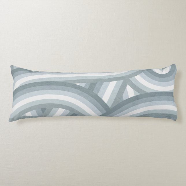 Beachy Blue Retro Rainbow Stripes Pattern Body Cushion (Front)
