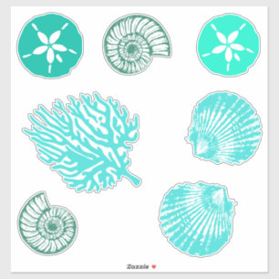 Beachy Blue Sand Dollar and Seashells Set
