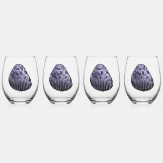 Beachy Blue Seashell Stemless Wine Glass