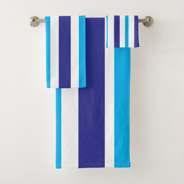 Beachy Blue White Stripes Bath Towel Set (Insitu)