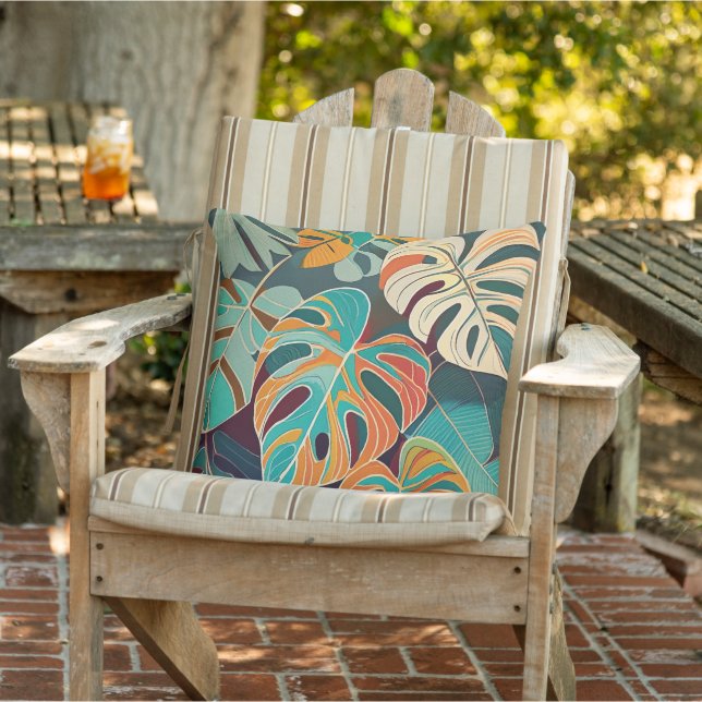Beachy Boho Monstera Leaves Cushion (Chair)