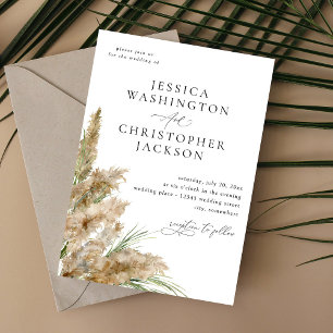 Beachy Boho Pampas Grass Wedding Invitation