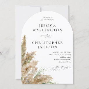 Beachy Boho Pampas Grass Wedding V2 Arch Invitation