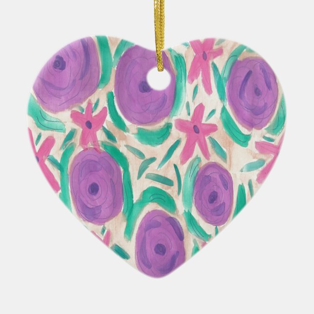 Beachy Boho Print Ceramic Tree Decoration (Front)