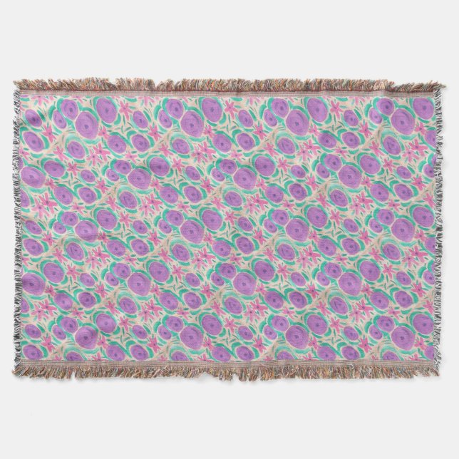 Beachy Boho Print Throw Blanket (Front)