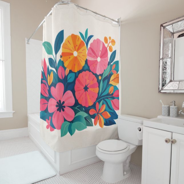 beachy boho retro cutie shower curtain (In Situ)