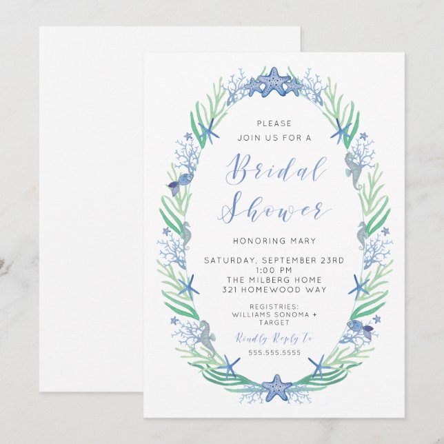 Beachy Bridal Shower Invitation (Front/Back)