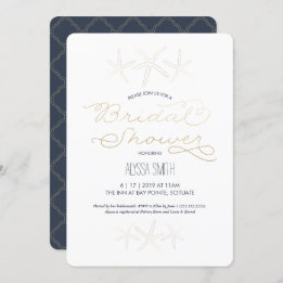 Beachy Bridal Shower Invitation - Starfish, Gold
