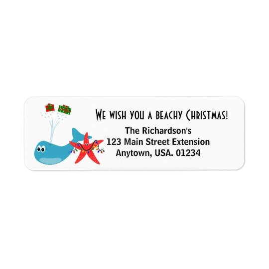 Beachy Christmas and Sandy New Year Holiday Return Address Label