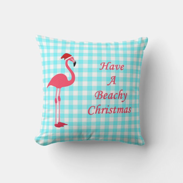 Beachy Christmas Flamingo Cushion (Front)