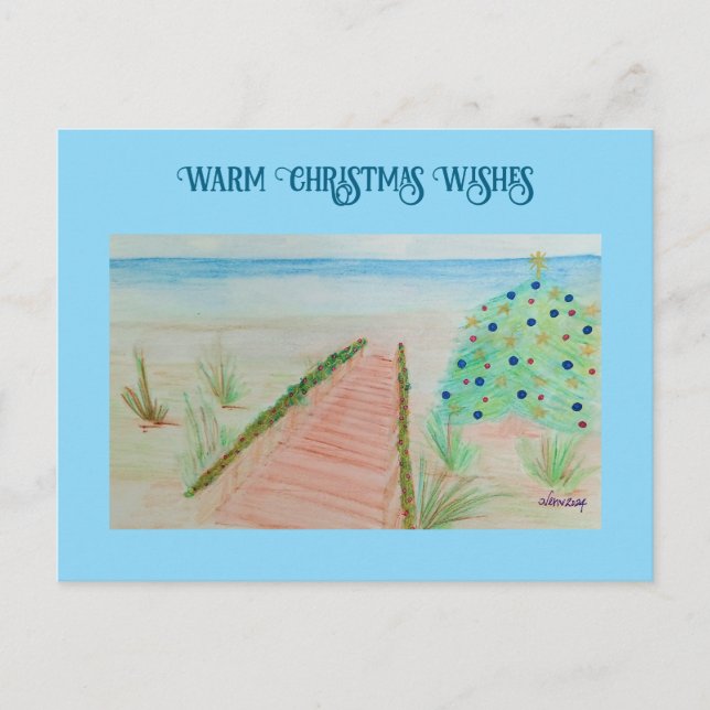 Beachy Christmas  Holiday Postcard (Front)