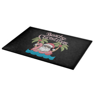 Beachy Christmas Tropical Vacation Santa Beach Cutting Board