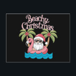 Beachy Christmas Tropical Vacation Santa Beach  Holiday Postcard<br><div class="desc">Beachy ChristmasTropical Vacation Santa Beach Lover Gift</div>