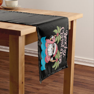 Beachy Christmas Tropical Vacation Santa Beach Short Table Runner
