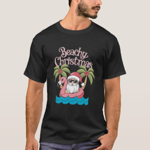 Beachy Christmas Tropical Vacation Santa Beach  T-Shirt