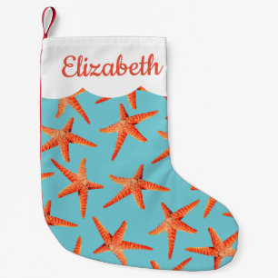 Beachy Coastal Christmas Starfish Small Christmas Stocking