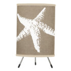 Beachy Coastal White Starfish & Faux Burlap
