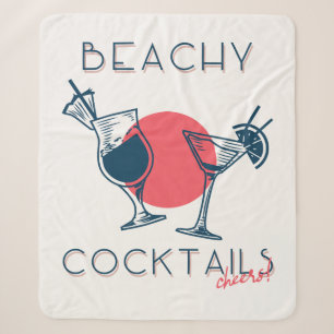 Beachy Cocktails Cheers Party Art Sherpa Blanket