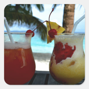 Beachy Cocktails Square Sticker