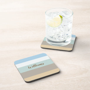 Beachy Colour Block Plastic coasters w/cork back