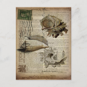 beachy dictionary print modern vintage seashell postcard