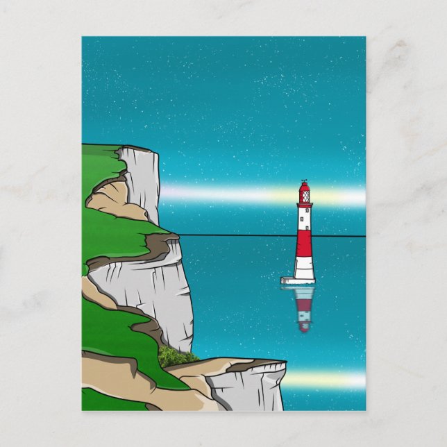 Beachy Head lighthouse and Cliff Top Postcard (Front)