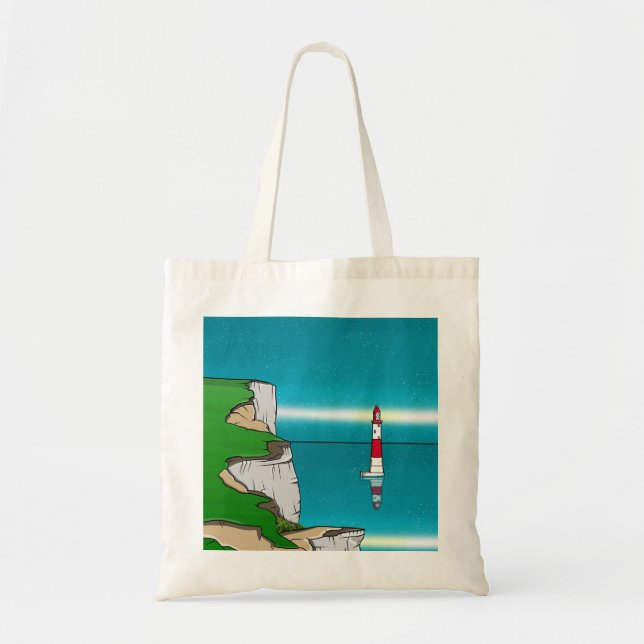 Beachy Head lighthouse and Cliff Top Tote Bag (Front)