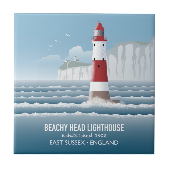 Beachy Head Lighthouse Ceramic Tile (Front)