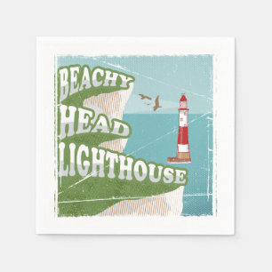 Beachy head lighthouse retro poster napkin