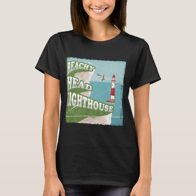 Beachy head lighthouse retro poster T-Shirt (Front)