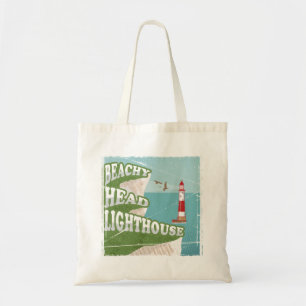 Beachy head lighthouse retro poster tote bag