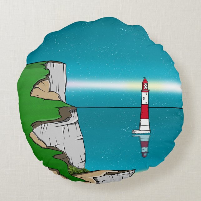 Beachy Head lighthouse Round Cushion (Back)