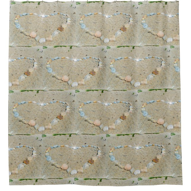 Beachy Heart Art Shower Curtain (Front)
