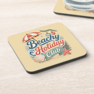 Beachy Holiday Club Retro Coastal Christmas Coaster