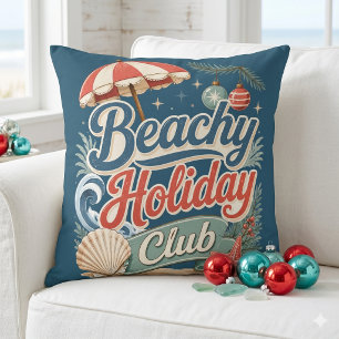 Beachy Holiday Club Retro Coastal Christmas Cushion