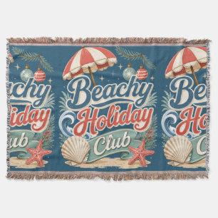 Beachy Holiday Club Retro Coastal Christmas Throw Blanket