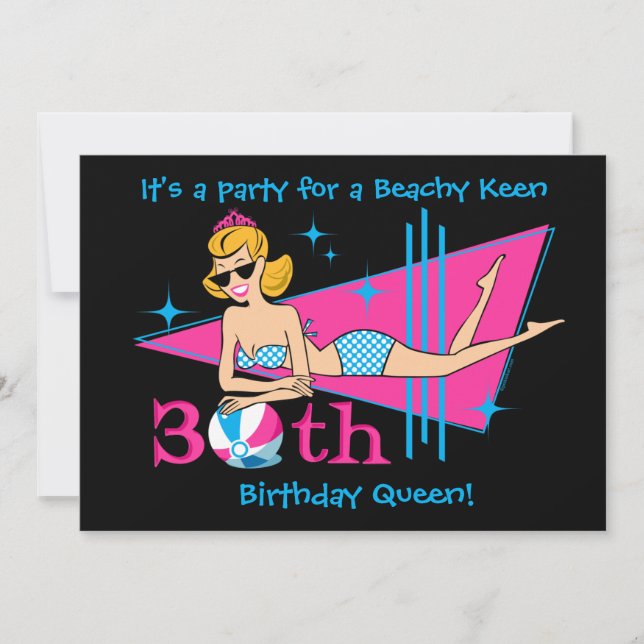 Beachy Keen 30th Birthday Custom Invitations (Front)