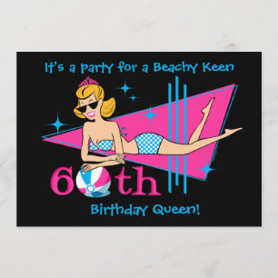 Beachy Keen 60th Birthday Custom Invitations
