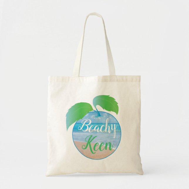 "Beachy Keen/Beach" Budget Tote Bag (Front)