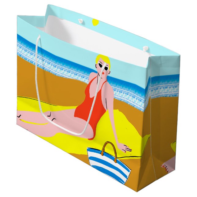 Beachy Keen - Yellow Large Gift Bag (Front Angled)