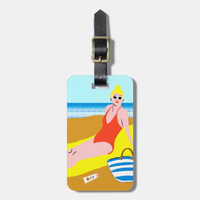 Beachy Keen - Yellow Luggage Tag (Front Vertical)