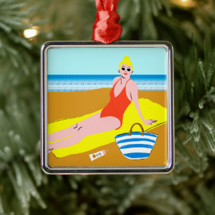 Beachy Keen - Yellow Metal Ornament