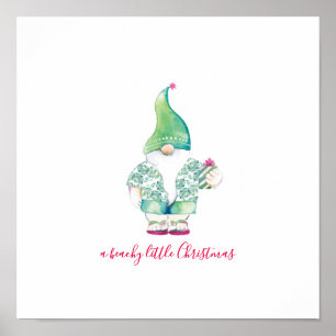 Beachy Little Christmas Watercolor Art Poster