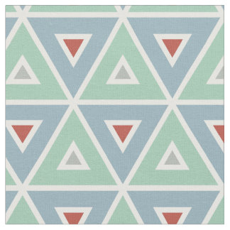 Beachy Nautical Circles in Red, Aqua, Grey Fabric