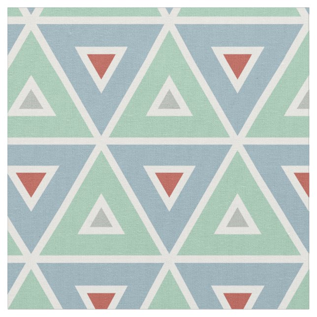 Beachy Nautical Circles in Red, Aqua, Grey Fabric (Close Up)