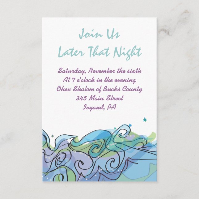 Beachy Ocean Bar Bat Mitzvah Invitation reply card (Front)