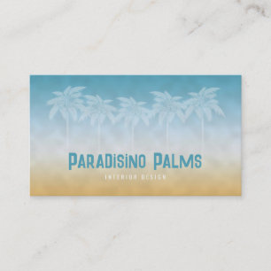 Beachy Palm Silhouette Business Card