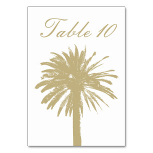 Beachy sand colour palm tree drawing wedding table number