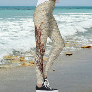 Beachy Sand Water and Seaweed Photographic Leggings