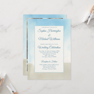 Beachy Summer Wedding Template QR Code on Back 
